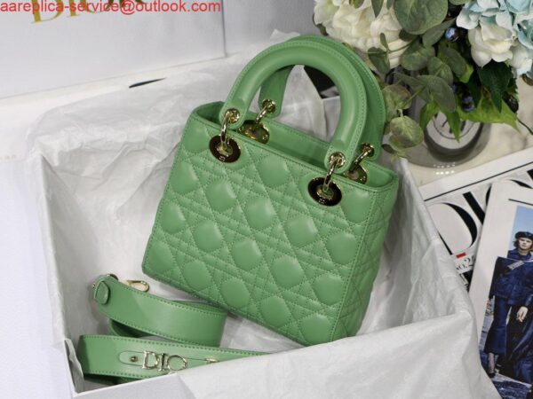 Replica Dior Small Lady My ABCDior Bag Lambskin M0538 logo green 7