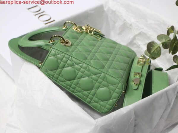 Replica Dior Small Lady My ABCDior Bag Lambskin M0538 logo green 6