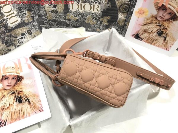 Replica Dior Small Lady My ABCDior Bag Lambskin M0538 logo pink 4