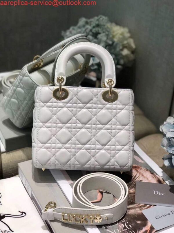 Replica Dior Small Lady My ABCDior Bag Lambskin M0538 White 5