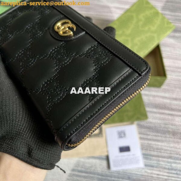 Replica Gucci 723784 GG Matelassé Zip-Around Wallet Black 6