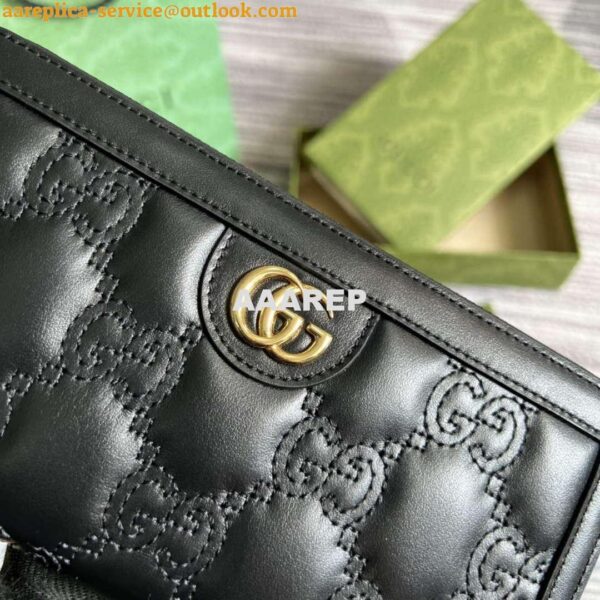 Replica Gucci 723784 GG Matelassé Zip-Around Wallet Black 8