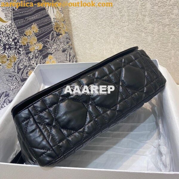 Replica Dior Large Caro Bag Black Quilted Macrocannage Calfskin with R 8