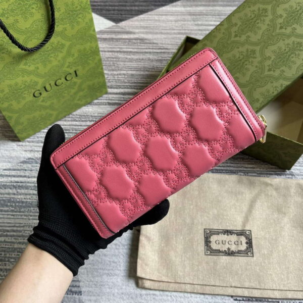 Replica Gucci 723784 GG Matelassé Zip-Around Wallet Rose pink 3