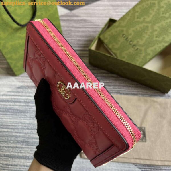 Replica Gucci 723784 GG Matelassé Zip-Around Wallet Rose pink 7