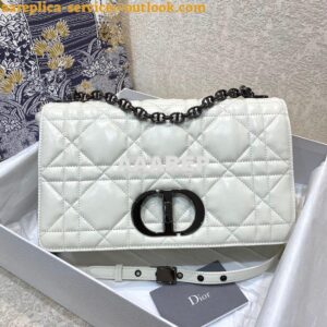 Replica Dior Large Caro Bag Latte Quilted Macrocannage Calfskin with R