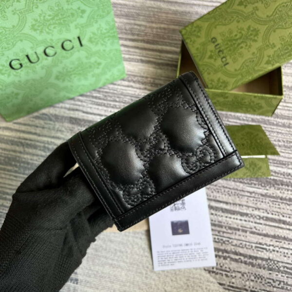 Replica Gucci 723786 GG Matelassé Card Case Wallet Black 3