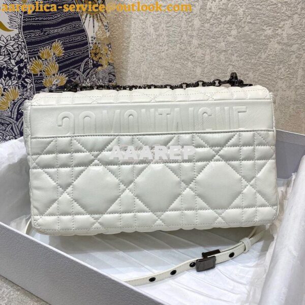 Replica Dior Large Caro Bag Latte Quilted Macrocannage Calfskin with R 9