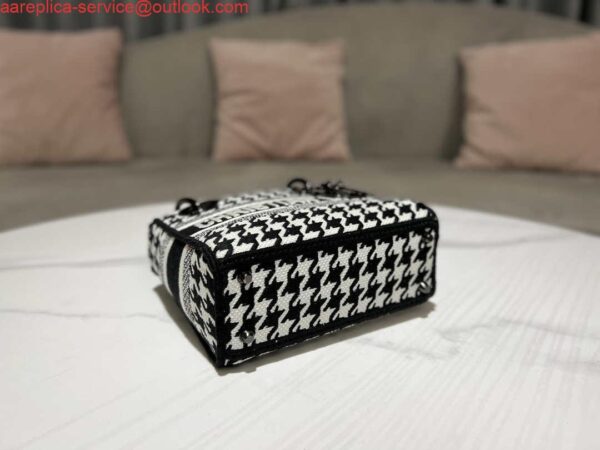 Replica Dior M0500 MINI Lady D-LITE Bag Black and White Houndstooth Embroidery 7