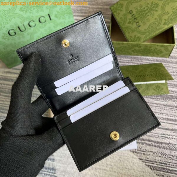 Replica Gucci 723786 GG Matelassé Card Case Wallet Black 8