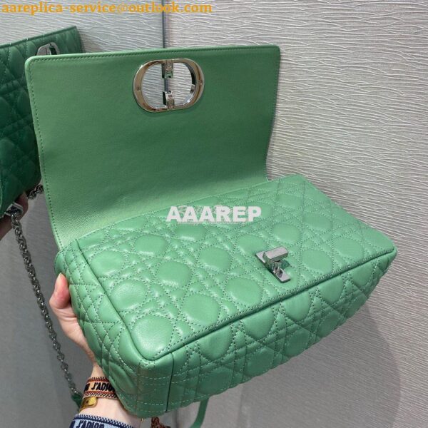 Replica Dior Large Caro Bag Soft Cannage Calfskin M9243 Avocado Green 9