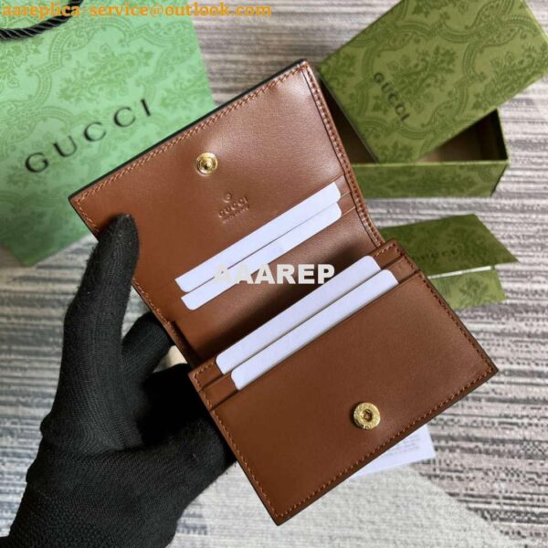 Replica Gucci 723786 GG Matelassé Card Case Wallet Brown 7