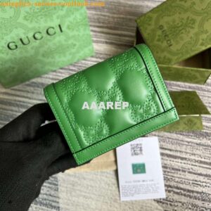 Replica Gucci 723786 GG Matelassé Card Case Wallet Green