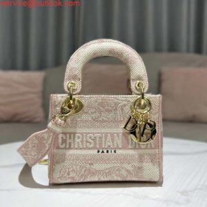 Replica Dior M0500 MINI Lady D-LITE Bag Pink Toile de Jouy Embroidery