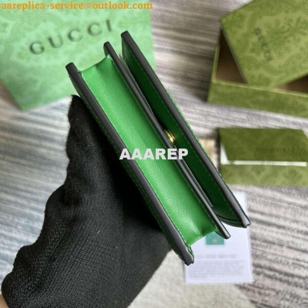 Replica Gucci 723786 GG Matelassé Card Case Wallet Green 5