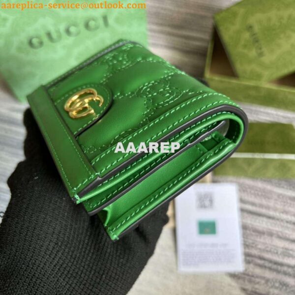 Replica Gucci 723786 GG Matelassé Card Case Wallet Green 6