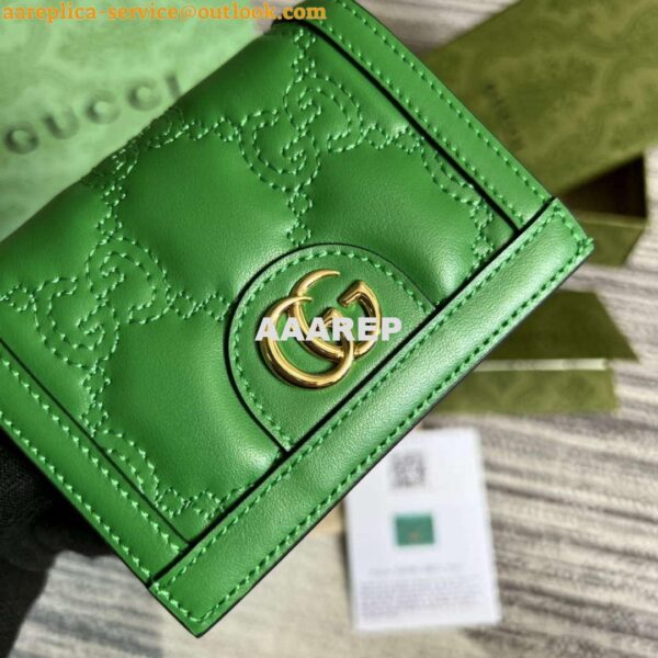 Replica Gucci 723786 GG Matelassé Card Case Wallet Green 7