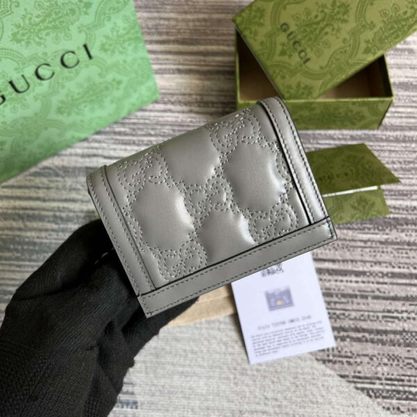 Replica Gucci 723786 GG Matelassé Card Case Wallet Grey 3