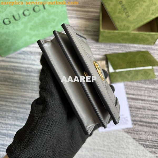 Replica Gucci 723786 GG Matelassé Card Case Wallet Grey 5