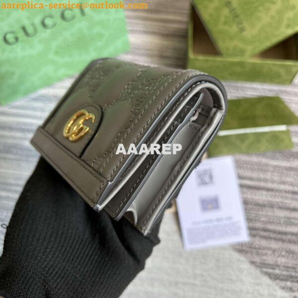 Replica Gucci 723786 GG Matelassé Card Case Wallet Grey 6