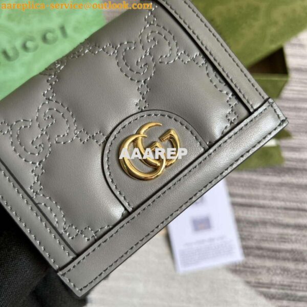 Replica Gucci 723786 GG Matelassé Card Case Wallet Grey 7