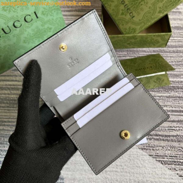 Replica Gucci 723786 GG Matelassé Card Case Wallet Grey 8