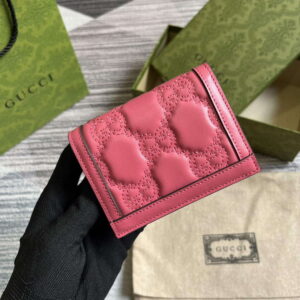 Replica Gucci 723786 GG Matelassé Card Case Wallet Rose pink