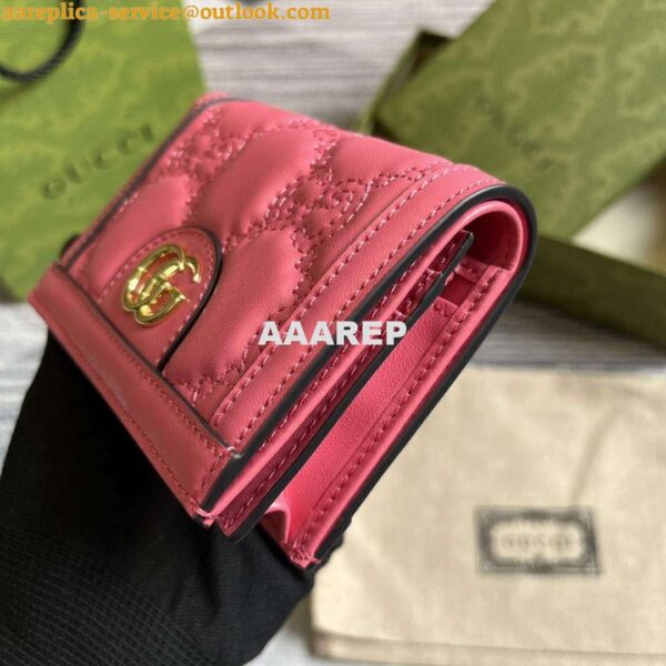 Replica Gucci 723786 GG Matelassé Card Case Wallet Rose pink 5