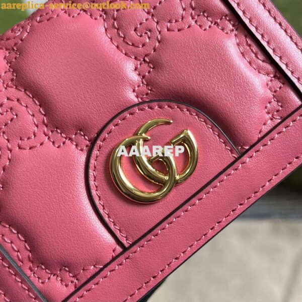 Replica Gucci 723786 GG Matelassé Card Case Wallet Rose pink 6