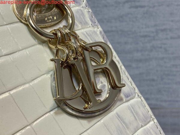 Replica Dior M0505 Mini Dior Lady Bag Beige Cannage Crocodile Gold 3