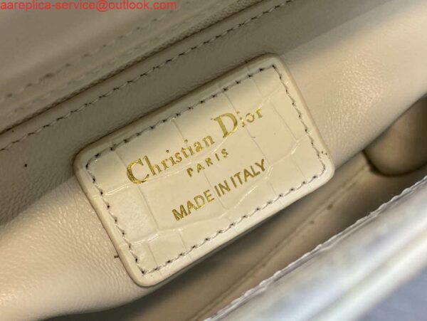 Replica Dior M0505 Mini Dior Lady Bag Beige Cannage Crocodile Gold 8