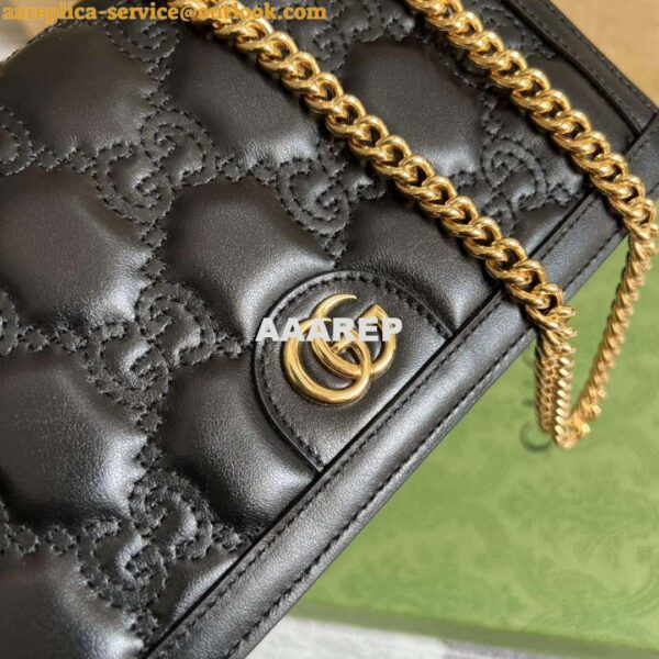 Replica Gucci 723787 GG Matelassé Chain Wallet Black 6