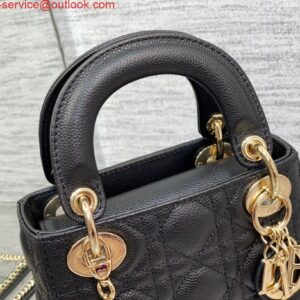 Replica Dior M0505 Mini Dior Lady Bag Black Cannage Calfskin Gold