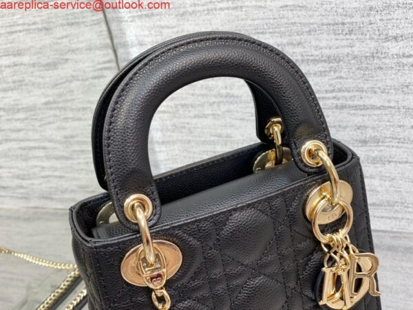 Replica Dior M0505 Mini Dior Lady Bag Black Cannage Calfskin Gold