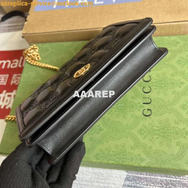 Replica Gucci 723787 GG Matelassé Chain Wallet Black 7