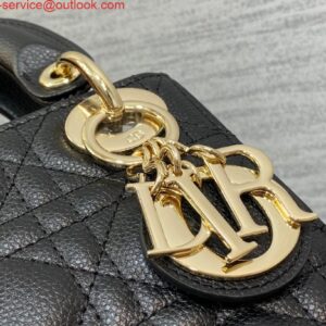 Replica Dior M0505 Mini Dior Lady Bag Black Cannage Calfskin Gold 2