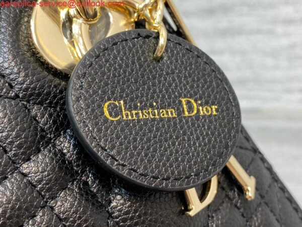 Replica Dior M0505 Mini Dior Lady Bag Black Cannage Calfskin Gold 3