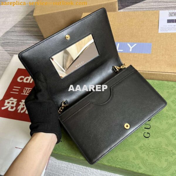 Replica Gucci 723787 GG Matelassé Chain Wallet Black 8