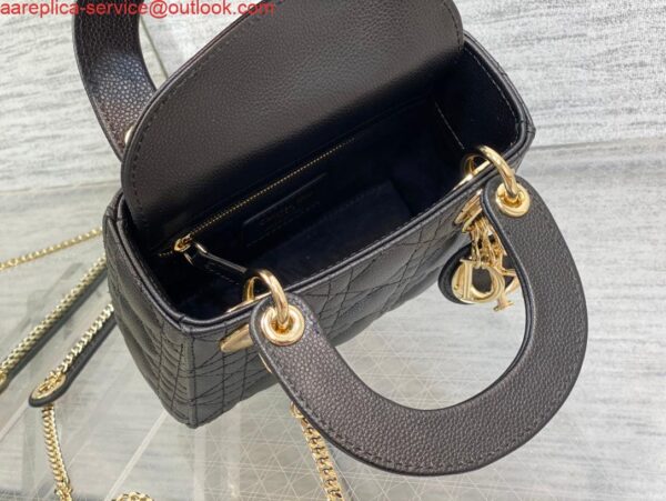 Replica Dior M0505 Mini Dior Lady Bag Black Cannage Calfskin Gold 7