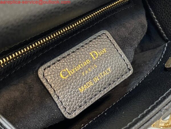 Replica Dior M0505 Mini Dior Lady Bag Black Cannage Calfskin Gold 8