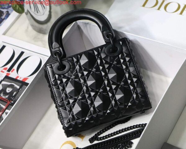 Replica Dior M0505 Mini Dior Lady Bag Black Cannage Calfskin with Diamond Motif 6