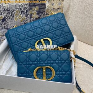 Replica Dior Large Caro Bag Soft Cannage Calfskin M9243 Ocean Blue