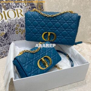 Replica Dior Large Caro Bag Soft Cannage Calfskin M9243 Ocean Blue 2