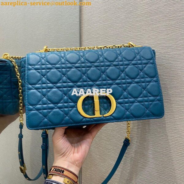 Replica Dior Large Caro Bag Soft Cannage Calfskin M9243 Ocean Blue 5