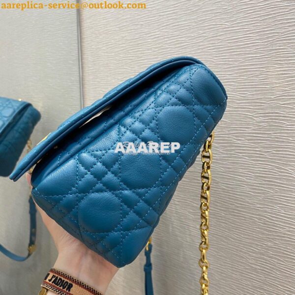 Replica Dior Large Caro Bag Soft Cannage Calfskin M9243 Ocean Blue 7