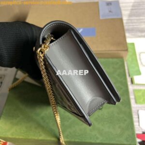 Replica Gucci 723787 GG Matelassé Chain Wallet Grey 2