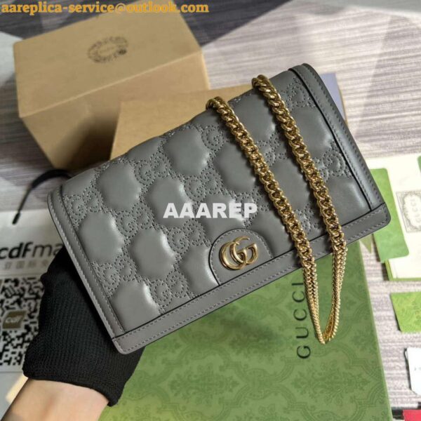 Replica Gucci 723787 GG Matelassé Chain Wallet Grey 5