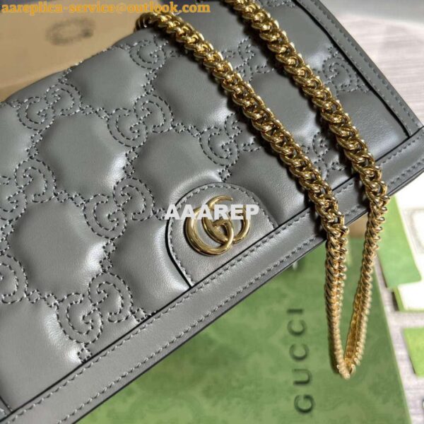 Replica Gucci 723787 GG Matelassé Chain Wallet Grey 6