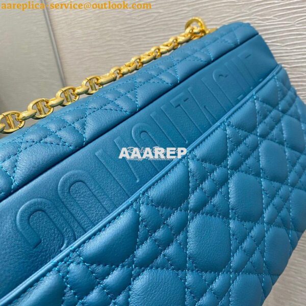 Replica Dior Large Caro Bag Soft Cannage Calfskin M9243 Ocean Blue 9