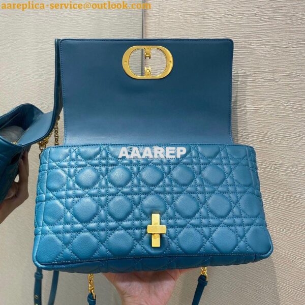 Replica Dior Large Caro Bag Soft Cannage Calfskin M9243 Ocean Blue 10